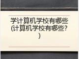 学计算机学校有哪些(计算机学校有哪些？)