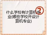 什么学校有计算机专业(哪些学校开设计算机专业)