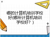 哪的计算机培训学校好(哪所计算机培训学校好？)