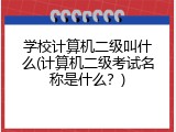 学校计算机二级叫什么(计算机二级考试名称是什么？)