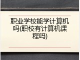 职业学校能学计算机吗(职校有计算机课程吗)