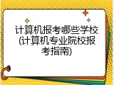 计算机报考哪些学校(计算机专业院校报考指南)