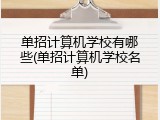 单招计算机学校有哪些(单招计算机学校名单)