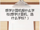 想学计算机报什么学校(想学计算机，选什么学校？)