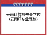云南计算机专业学校(云南IT专业院校)