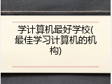 学计算机最好学校(最佳学习计算机的机构)