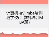 计算机培训mba培训班学校(计算机培训MBA班)
