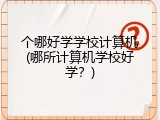 个哪好学学校计算机(哪所计算机学校好学？)