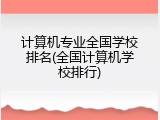计算机专业全国学校排名(全国计算机学校排行)