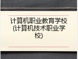 计算机职业教育学校(计算机技术职业学校)