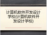 计算机软件开发设计学校(计算机软件开发设计学校)