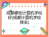 成都哪些计算机学校好(成都计算机学校排名)