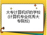 大专计算机好的学校(计算机专业优秀大专院校)