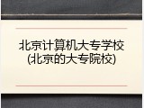 北京计算机大专学校(北京的大专院校)