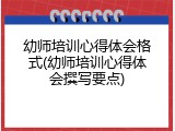 幼师培训心得体会格式(幼师培训心得体会撰写要点)