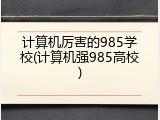 计算机厉害的985学校(计算机强985高校)
