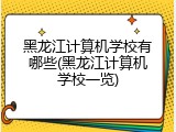 黑龙江计算机学校有哪些(黑龙江计算机学校一览)