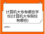 计算机大专有哪些学校(计算机大专院校有哪些)