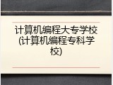 计算机编程大专学校(计算机编程专科学校)