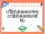 计算机系统培训学校(计算机系统培训课程)