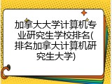 加拿大大学计算机专业研究生学校排名(排名加拿大计算机研究生大学)