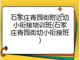 石家庄青园街附近幼小衔接培训班(石家庄青园街幼小衔接班)