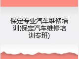 保定专业汽车维修培训(保定汽车维修培训专班)