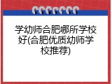 学幼师合肥哪所学校好(合肥优质幼师学校推荐)