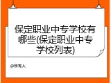 保定职业中专学校有哪些(保定职业中专学校列表)