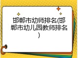 邯郸市幼师排名(邯郸市幼儿园教师排名)