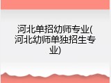 河北单招幼师专业(河北幼师单独招生专业)