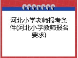 河北小学老师报考条件(河北小学教师报名要求)