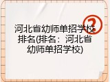 河北省幼师单招学校排名(排名：河北省幼师单招学校)