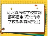 河北省汽修学校官网邯郸招生(河北汽修学校邯郸官网招生)