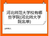 河北师范大学校有哪些学院(河北师大学院名单)