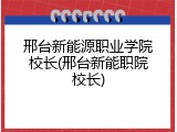 邢台新能源职业学院校长(邢台新能职院校长)