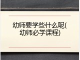 幼师要学些什么呢(幼师必学课程)