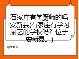 石家庄有学厨师的吗安新县(石家庄有学习厨艺的学校吗？位于安新县。)