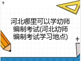 河北哪里可以学幼师编制考试(河北幼师编制考试学习地点)