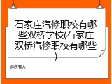 石家庄汽修职校有哪些双桥学校(石家庄双桥汽修职校有哪些)