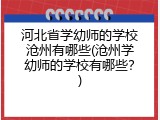 河北省学幼师的学校沧州有哪些(沧州学幼师的学校有哪些？)