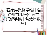 石家庄汽修学校排名沧州有几所(石家庄汽修学校排名沧州数量)