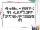 保定新东方厨师学校在什么地方(保定新东方厨师学校位置在哪)