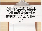 沧州师范学院专接本专业有哪些(沧州师范学院专接本专业列表)