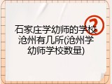 石家庄学幼师的学校沧州有几所(沧州学幼师学校数量)