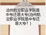 沧州航空职业学院是中专还是大专(沧州航空职业学院是中专还是大专？)