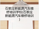 石家庄新能源汽车维修培训学校(石家庄新能源汽车维修培训)