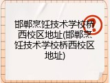 邯郸烹饪技术学校桥西校区地址(邯郸烹饪技术学校桥西校区地址)
