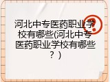 河北中专医药职业学校有哪些(河北中专医药职业学校有哪些？)