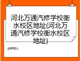河北万通汽修学校衡水校区地址(河北万通汽修学校衡水校区地址)